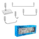 Kit de Acessórios Para Banheiro 5 Peças Docol Idea Chrome Cromado Brilhante Durável Fixação Segura Com Parafusos Embutidos Fácil Instalação