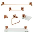 Kit de Acessórios para Banheiro 6 Peças Inox Square SQ12401 Ducon Metais Rosa/Rose Gold
