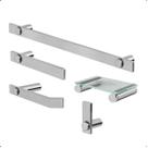 Kit de Acessórios para Banheiro Barra 5 Peças Modelo Patmos Aço Inox Escovado Acetinado