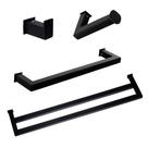 Kit de Acessórios Para Banheiro com 4 Peças em Aço Inox Black Matte Preto Fosco com toalheiro Duplo Stainless