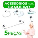 Kit De Acessórios Para Banheiro Com 5 Peças Em Alumínio - Steel