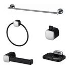 Kit De Acessórios Para Banheiro Herc Tivoli Preto/Cromado 5 Peças