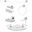 Kit De Acessorios Para Banheiro Inox Porta Shampoo/Prateleira De Vidro