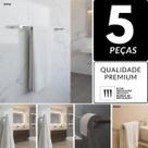 Kit De Acessórios Para Banheiro Orion Prata Escovado 2070OR Grego Metal Kit De Acessórios Para Banheiro Orion Prata Escovado 2070OR Grego Metal