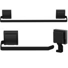 Kit de Acessórios Para Banheiro Ventosa Preto 3 Peças F.Max