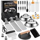 Kit de Acessórios para Chapa Grilljoy com 38 Peças e Prensa para Hambúrguer