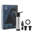 Kit de Acessórios para Vinho Bomba á Vácuo Bico e Tampas com Caixa Decorativa Wolff