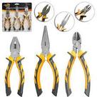 Kit De Alicate Universal / Bico Meia Cana Reto / Corte Diagonal 6'' Cabo Emborrachado Amarelo / Preto Top Casa