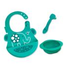 Kit de Alimentação com Tigela 200ml Sem Sucção + Colher e Babador Elefante Ollie Marcus Marcus