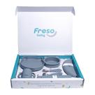 Kit de Alimentação Infantil com Prato Ventosa, Babador e Talheres de Silicone 7 Peças - Cinza - Freso