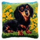 Kit de Almofada com Latch Hook DIY Dachshund Preto 43x43 cm Kit de Almofada com Latch Hook DIY Dachshund Preto 43x43 cm