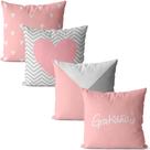 Kit de Almofadas Com Enchimento Para Sala 4pçs rosa e cinza