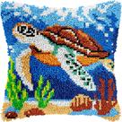 Kit de almofadas Latch Hook veirousa Travelling Sea Turtle 43x43cm