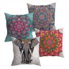 Kit de Almofadas Mandala Colorida 4 Capas Decorativas para Sofá, Sala e Quarto