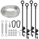 Kit de Anclajes de Tierra para Columpios 4 Piezas, 76 cm de Largo con Cable y Tensor