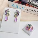 Kit de Anel e Brinco de Zircônia Bianca Lilas com Menta Kit de Anel e Brinco de Zircônia Bianca Lilas com Menta