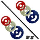 Kit De Anilhas Emborrachadas 16 Kg + Barra Polipump 1,30m