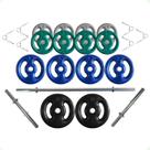 Kit de Anilhas Emborrachadas 60 Kg + 02 Barras de 40cm + 01 Barra de 150cm