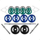Kit de Anilhas Emborrachadas 60 Kg + 02 Barras de 40cm + 01 Barra de 150cm