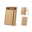 Kit de Anotações em Bambu com Caneta e Caderneta - 2 Peças