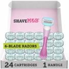 Kit de Aparelho de Barbear Feminino ShaveMOB com 6 Lâminas e 24 Refil