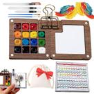 Kit de Aquarela TLM em Madeira de Nogueira, 15 Cores, Portátil para Viagem Kit de Aquarela TLM em Madeira de Nogueira, 15 Cores, Portátil para Viagem
