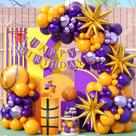 Kit de arco de balão com tema de basquete, 95 unidades em roxo e amarelo