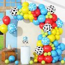 Kit de arco de balão de festa HILAVO vermelho azul verde amarelo com estampa de vaca