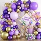 Kit de arco de balão FEYG roxo e dourado com 120 balões