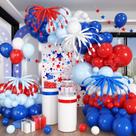Kit de arco de balão Jobkoo vermelho branco azul látex 156 peças