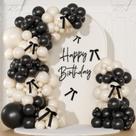 Kit de arco de balão NUTTYBASH preto e branco com laço 141 unidades