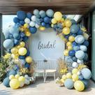 Kit de arco de balão Partycus Dusty Blue Yellow Double Stuffed