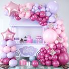 Kit de arco de balão Rose Gold Star 110 unidades de macaron rosa lavanda