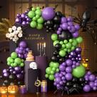 Kit de arco de balões de Halloween, 116 unidades com preto, verde, roxo