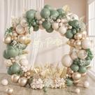 Kit de Arco de Balões Garland Anjerlfu - 130 Unidades em Verde, Ouro e Sálvia