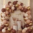 Kit de Arco de Balões Teyva Daily 143 Peças Marrom e Dourado