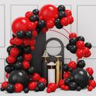 Kit de Arco de Balões Vermelho e Preto YMSZ - 134 Peças para Decoração de Festa