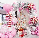 Kit de Arco de Guirnalda de Globos Adeyoo 115 piezas Rosa Blanco Plata Navidad Kit de Arco de Guirnalda de Globos Adeyoo 115 piezas Rosa Blanco Plata Navidad