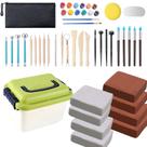 Kit de Argila WABAFL 4,5 kg Branco e Terracota com 30 Ferramentas de Cerâmica