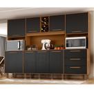 Kit de Armários para Cozinha MDP 8 Portas 3 Gavetas Apollo Marrom/Cinamomo/Preto Catedral