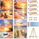 Kit de arte Arttoplus, pacote com 4, emoldurado de 20 x 30 cm, Beach Sunset