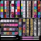Kit de arte de unhas com 12 caixas com strass, pérolas e tachas