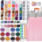 Kit de Arte de Unhas Fandamei com Pincel e Glitter Kit de Arte de Unhas Fandamei com Pincel e Glitter