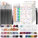 Kit de arte de unhas Fandamei Conjunto de pincéis de arte de unhas com adesivos e muito mais
