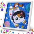Kit de arte Diamond ZALIAFEI Space Cat para crianças com moldura e acessórios