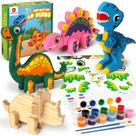 Kit de arte e artesanato de pintura de dinossauro em madeira Mocoosy para crianças de 3 a 5 anos