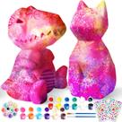 Kit de arte Goodyking Paint Your Own Cat Your Own Cat and Dinosaur Lamp, 2 unidades