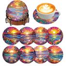 Kit de artesanato artístico Meothan, 8 peças Sunset Beach Diamond Coasters