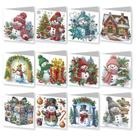 Kit de artesanato artístico YOKUSHI 12 peças de cartões de pintura de diamantes de Natal Kit de artesanato artístico YOKUSHI 12 peças de cartões de pintura de diamantes de Natal