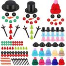 Kit De Artesanato De Boneco De Neve De Natal: Mini Chapéus De Tricô, Narizes De Cenoura, Botões -
